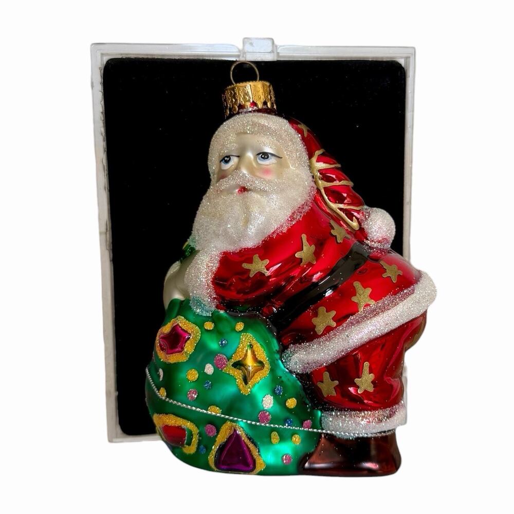 Vintage Radko Style Handcrafted Glass Santa Ornament Hand Painted New BNIB